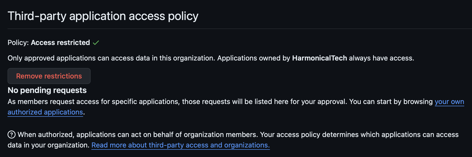 GitHub 3rd party restriction page